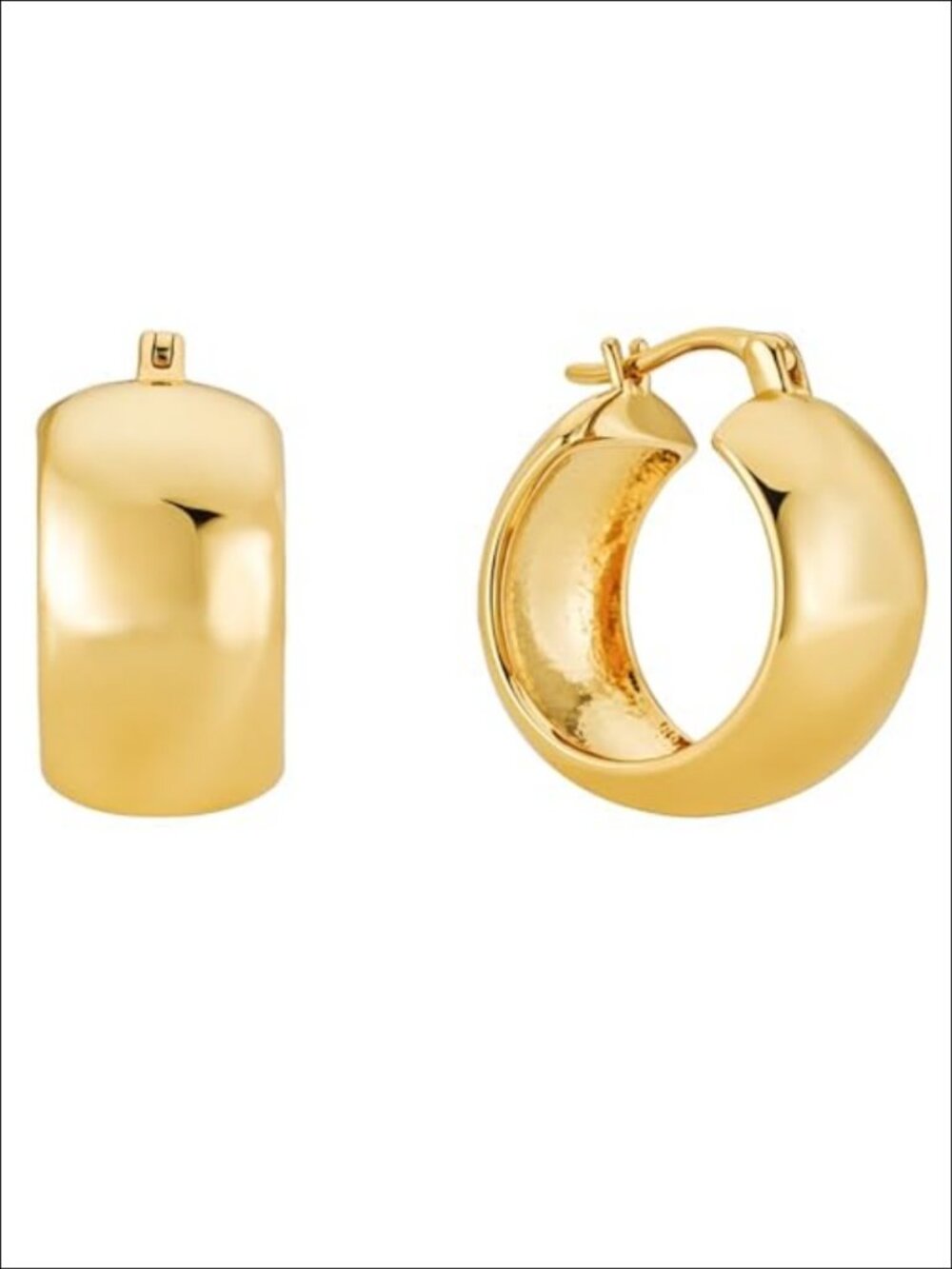 18K Gold Plated Thick Chunky Huggie Hoop Earrings Hypoallergenic Lightweight